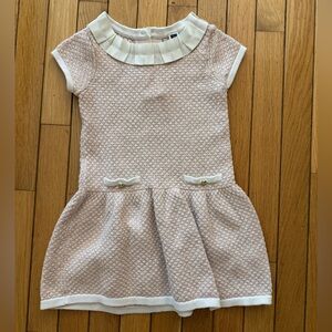 Janie and Jack Textured Pale Pink Knit Dress with White Accents